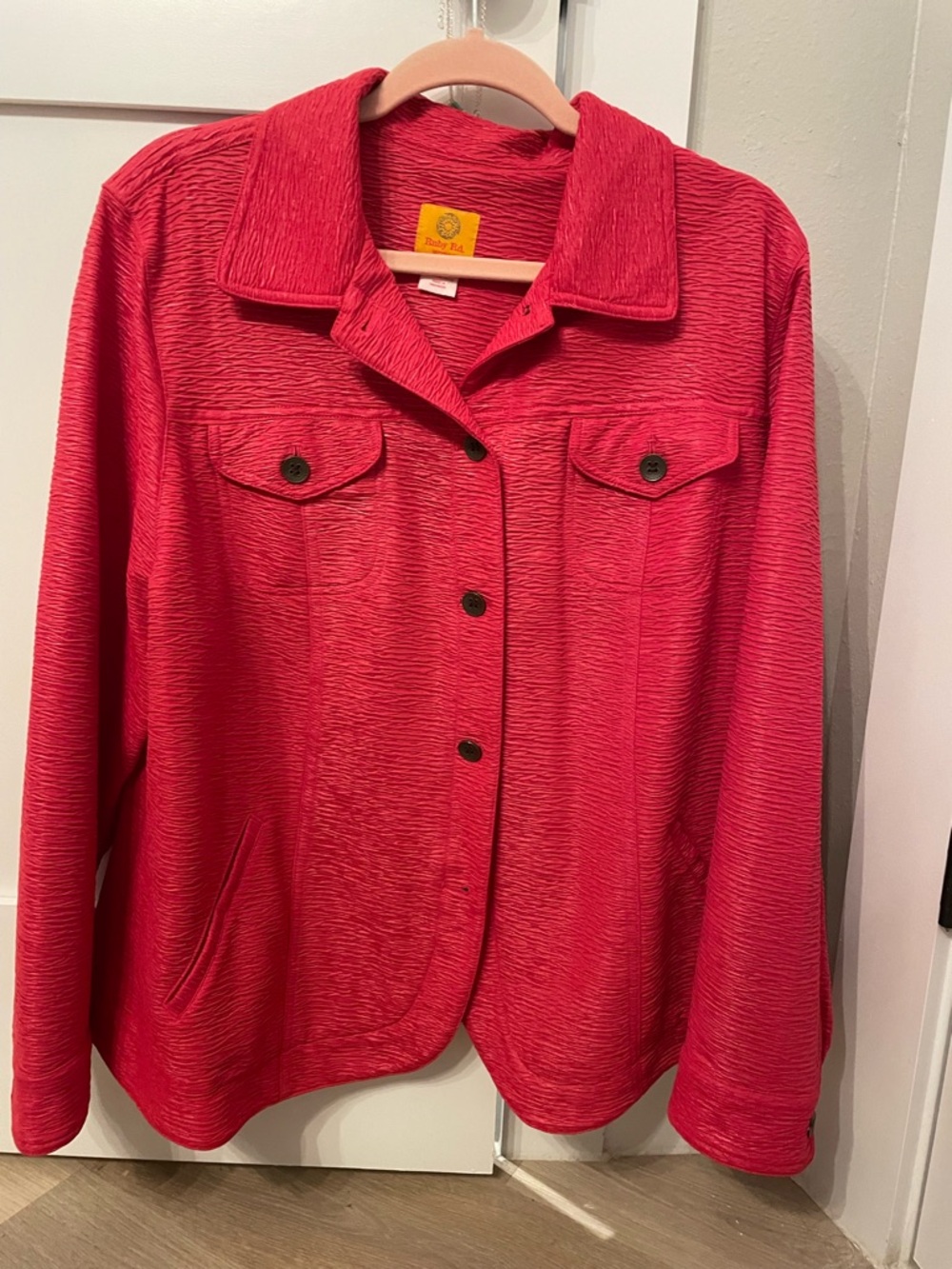 Ruby Rd. Textured Red Button-Front Jacket - 18